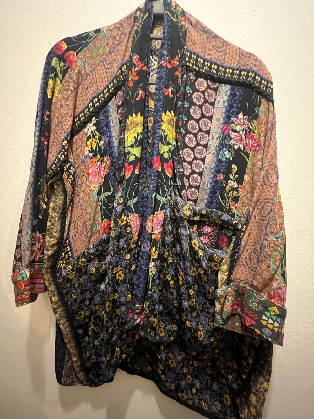 Silk 1/2 sleeve reversible cardigan